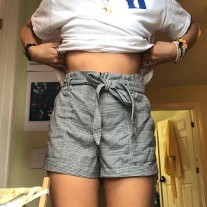 Zara Gingham Paper Bag Shorts